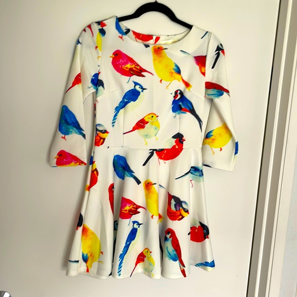 Super cute mini bright bird dress